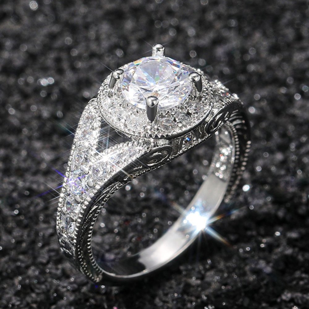 Round Shiny Cz Noble Silver WeddingEngagement Ring For Women K808 29$